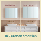 Spiegelschrank - Badezimmerschrank mit 3 Türen und Lagerfächern