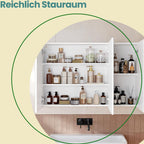 Spiegelschrank - Badezimmerschrank mit 3 Türen und Lagerfächern