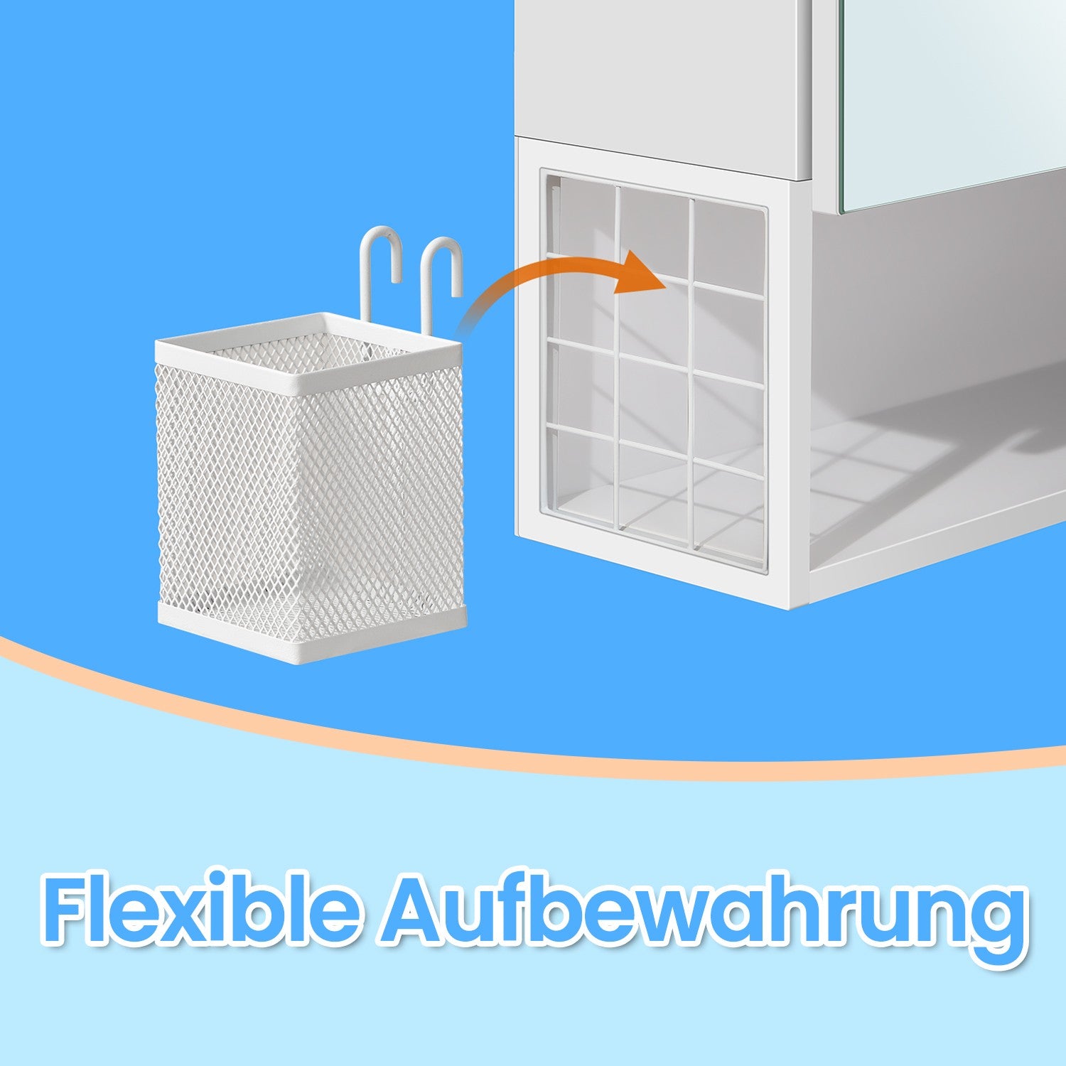 Badezimmermöbel mit LED -Beleuchtung, Steckdosen, Hängekorb