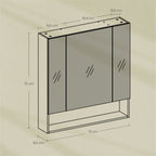 Badezimmerschrank mit 3 Türen, Badezimmerschrank, Spiegelschrank