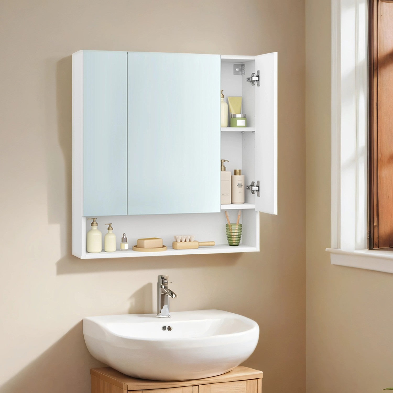 Badezimmerschrank mit 3 Türen, Badezimmerschrank, Spiegelschrank