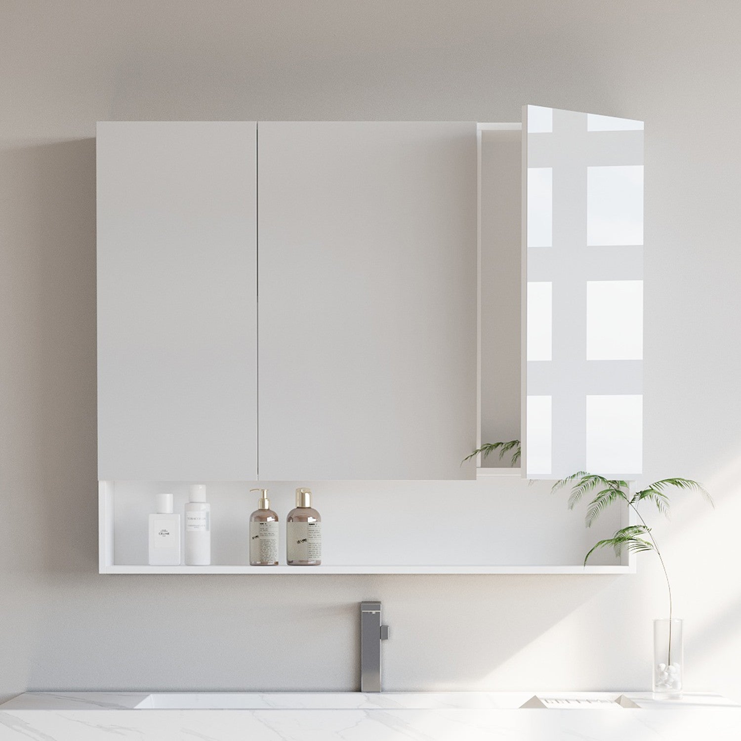 Badezimmerschrank mit 3 Türen, Badezimmerschrank, Spiegelschrank