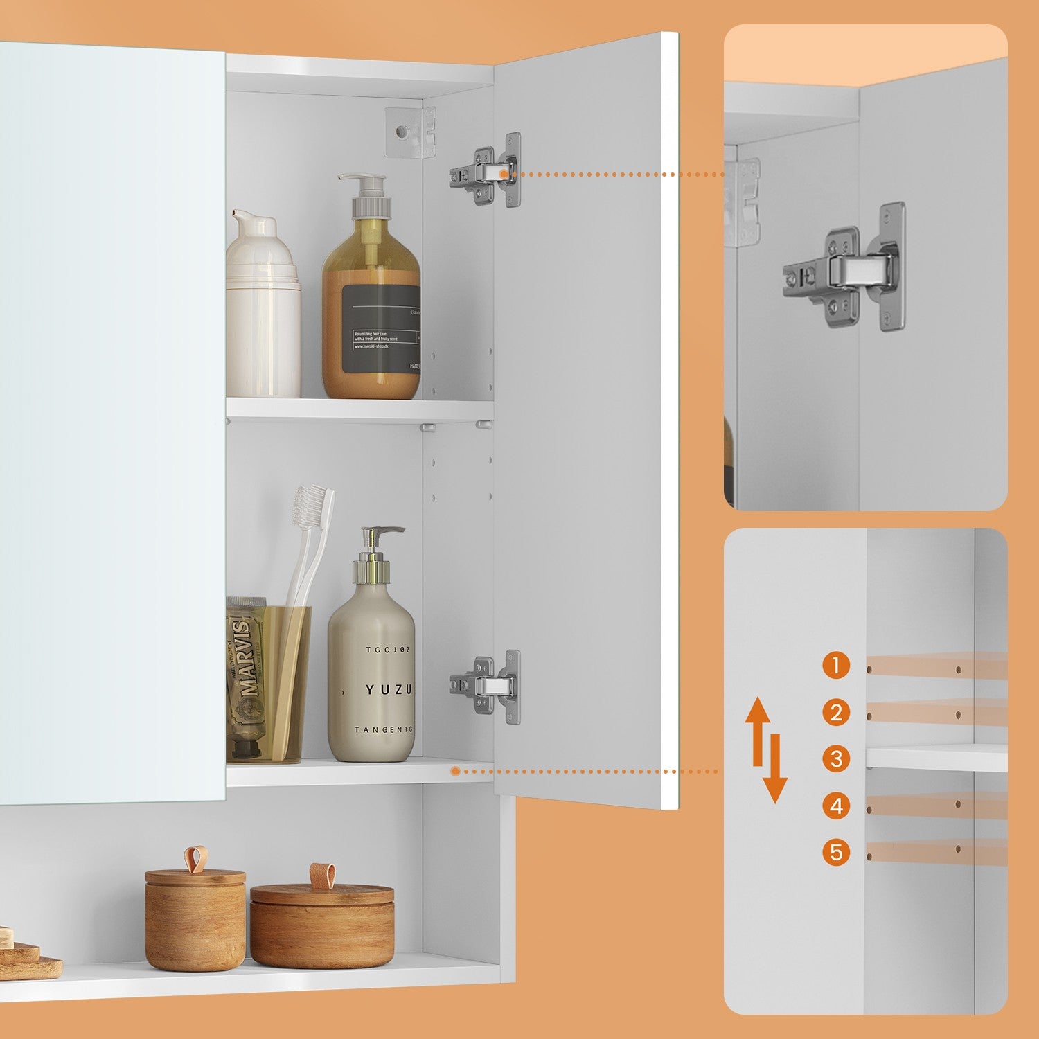 Badezimmerschrank mit 3 Türen, Badezimmerschrank, Spiegelschrank