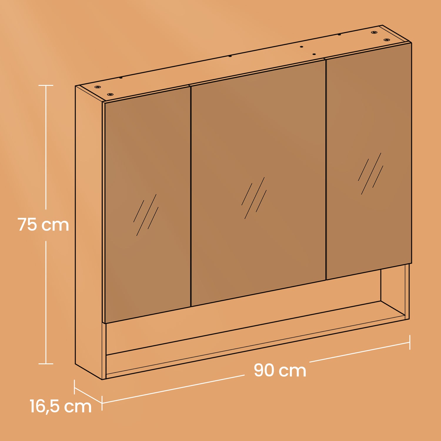 Badezimmerschrank mit 3 Türen, Badezimmerschrank, Spiegelschrank