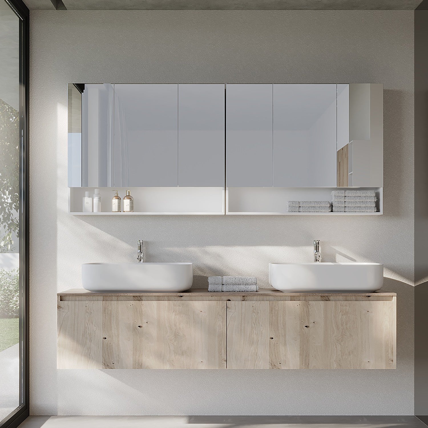 Badezimmerschrank mit 3 Türen, Badezimmerschrank, Spiegelschrank