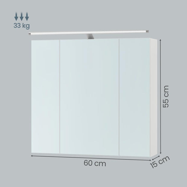 Spiegelkast - Verstelbare Planken - Met Verlichting - Wit