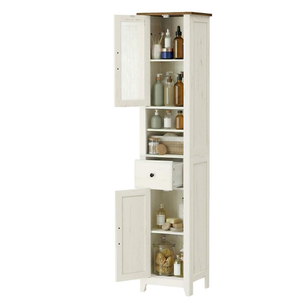 Badkamerkast - Landelijke Stijl - Smal - 171 cm Hoog - Witbruin