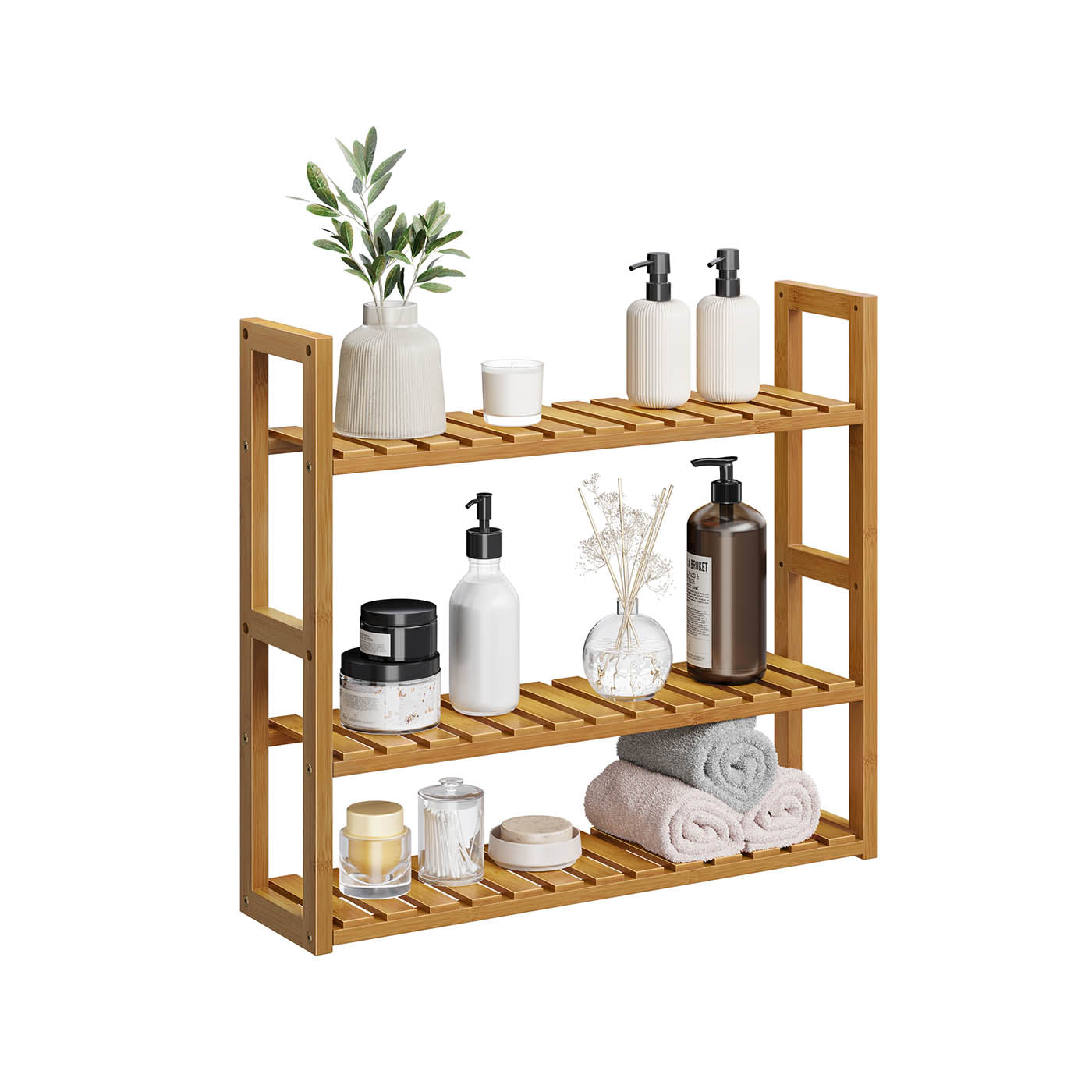 Badestange mit 3 einstellbaren Regalen - 15x60x54 cm - Kaffeebraun