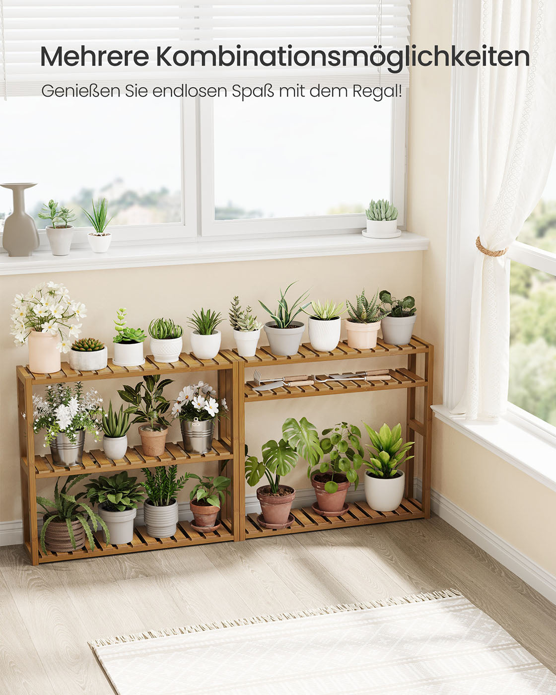 Badestange mit 3 einstellbaren Regalen - 15x60x54 cm - Kaffeebraun