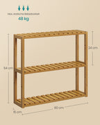 Badestange mit 3 einstellbaren Regalen - 15x60x54 cm - Kaffeebraun