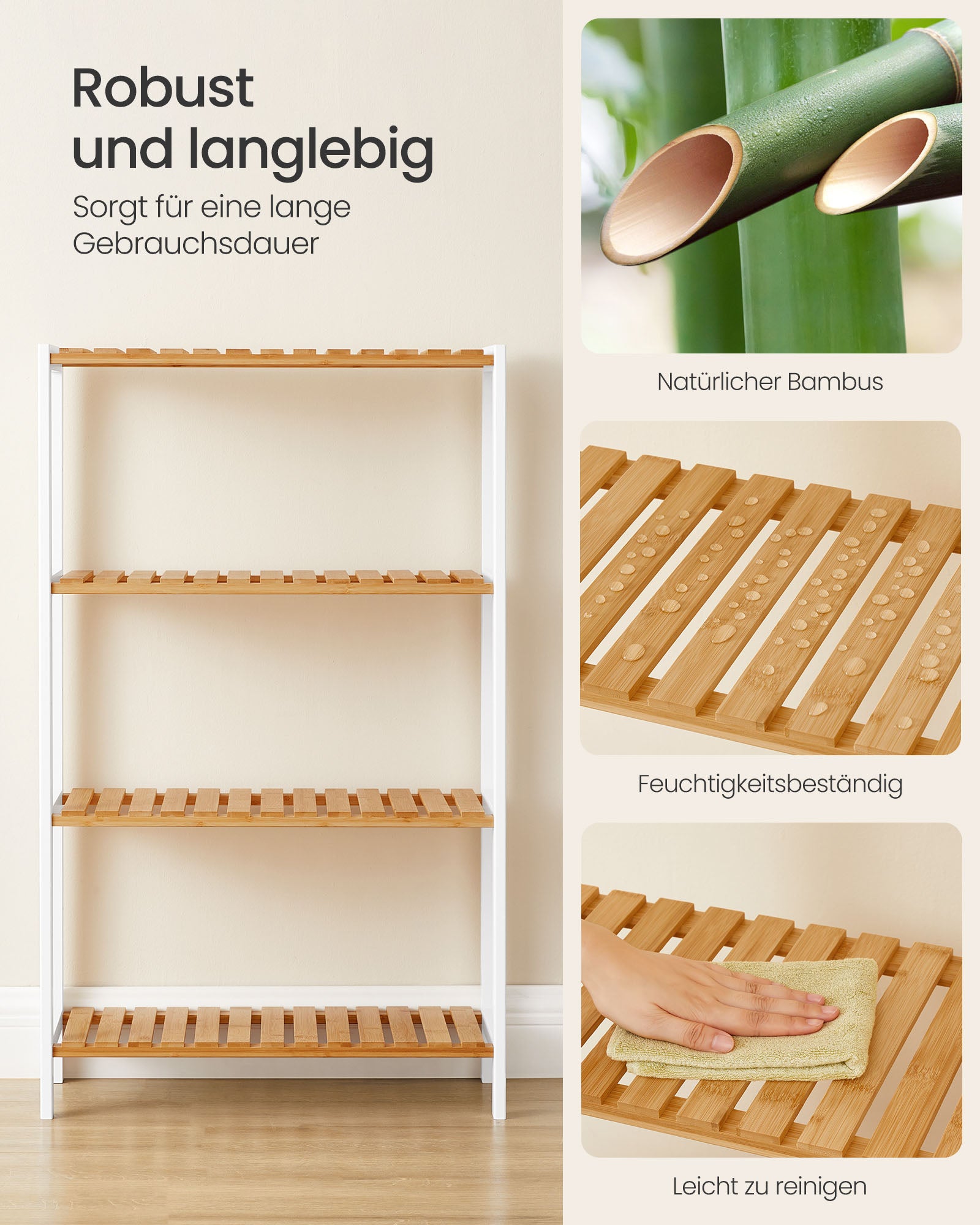 Bambus Bambus 26 x 60 x 100 cm weiße natürliche Farbe