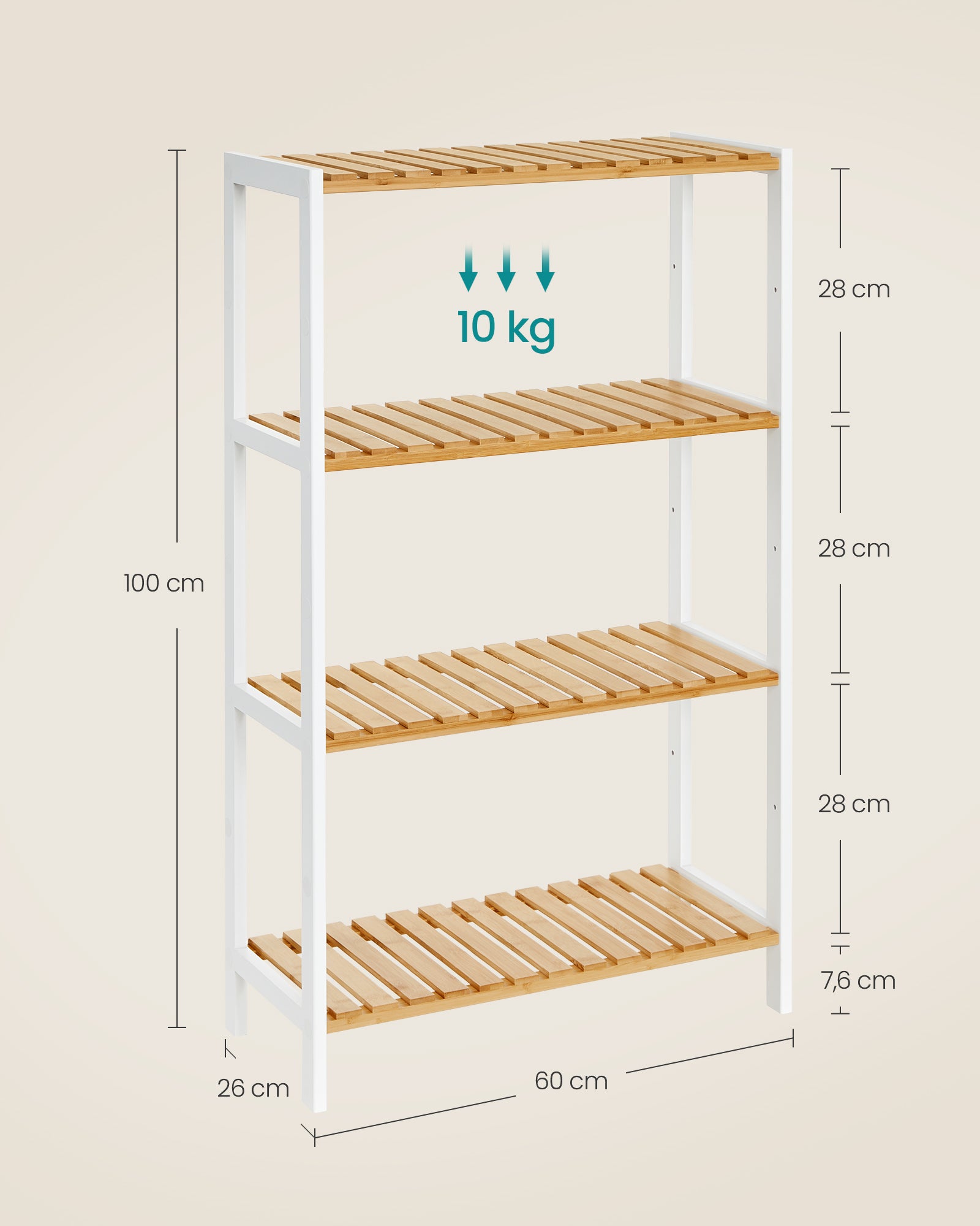 Bambus Bambus 26 x 60 x 100 cm weiße natürliche Farbe