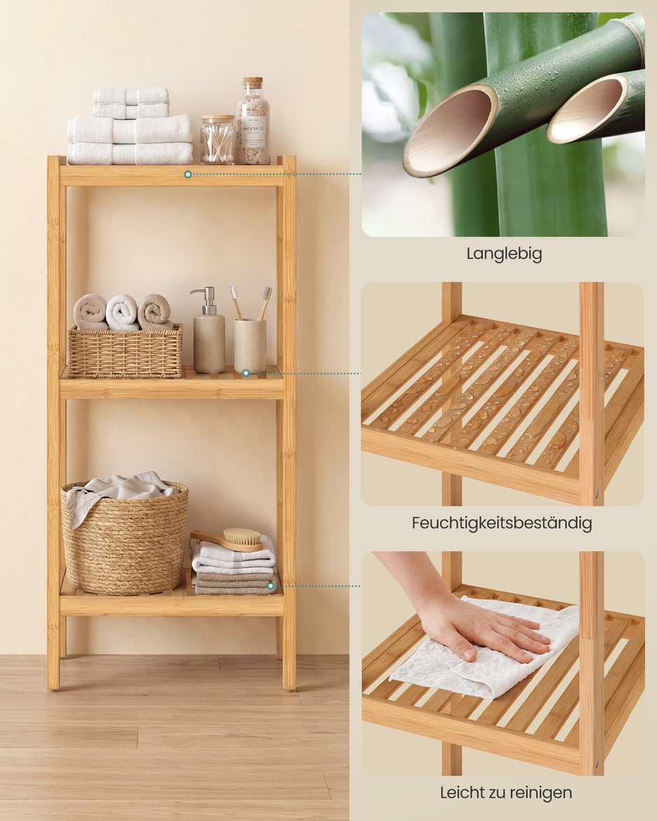 Badkamerrek - Bamboe - Smal - 79 cm - Naturel Beige