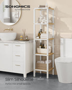 Bambus Badezimmerregal - 5 Schichten - Wolky White & Natural Beige