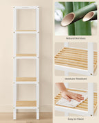 Bambus Badezimmerregal - 5 Schichten - Wolky White & Natural Beige