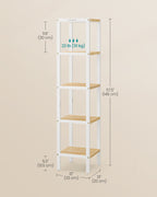 Bambus Badezimmerregal - 5 Schichten - Wolky White & Natural Beige