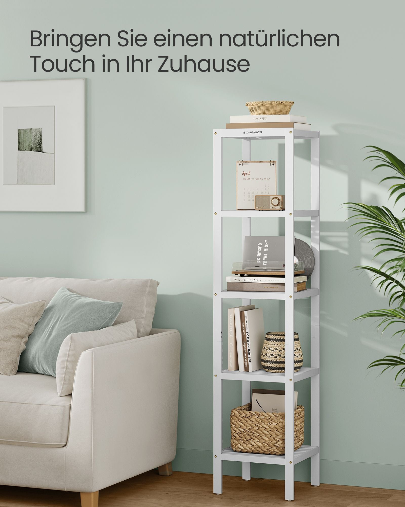 Badezimmerregal - schmal - mit 5 Levels - Wolkwit
