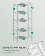 Badezimmerregal - schmal - mit 5 Levels - Wolkwit