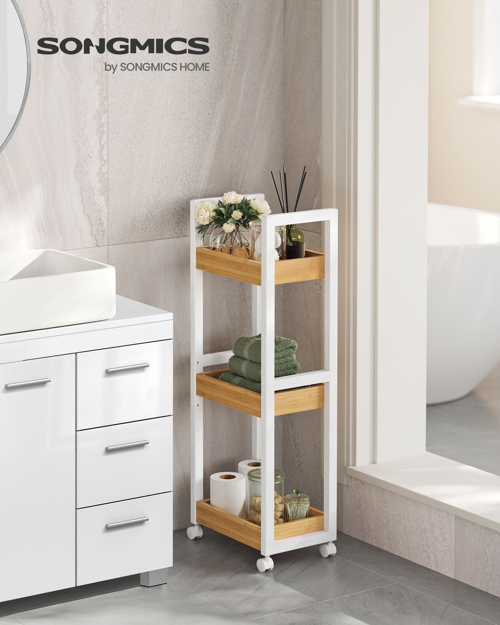 Badezimmerregal-3 Levels-Narben-Space-Space-Space-White-Nature-Farbe