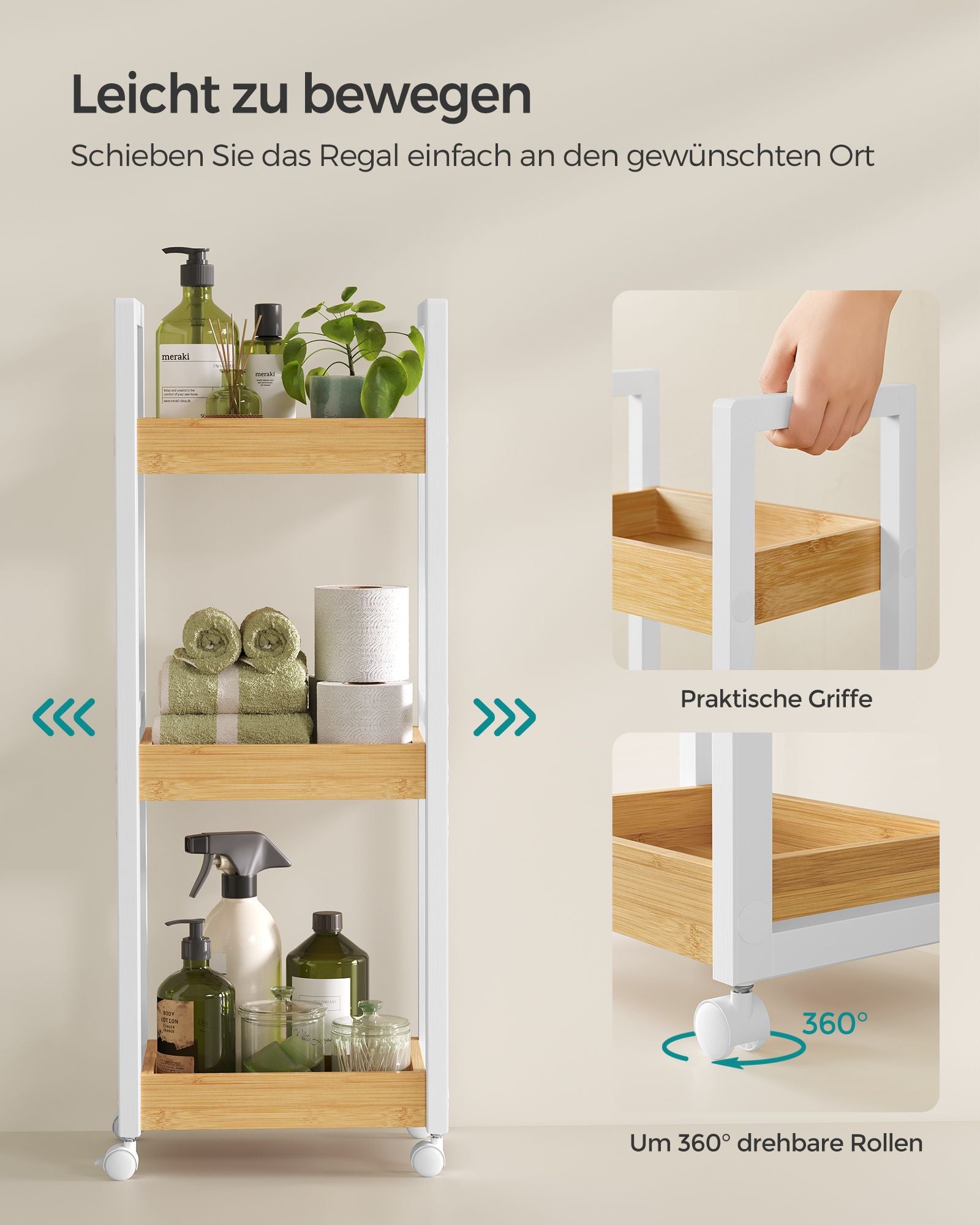 Badezimmerregal-3 Levels-Narben-Space-Space-Space-White-Nature-Farbe