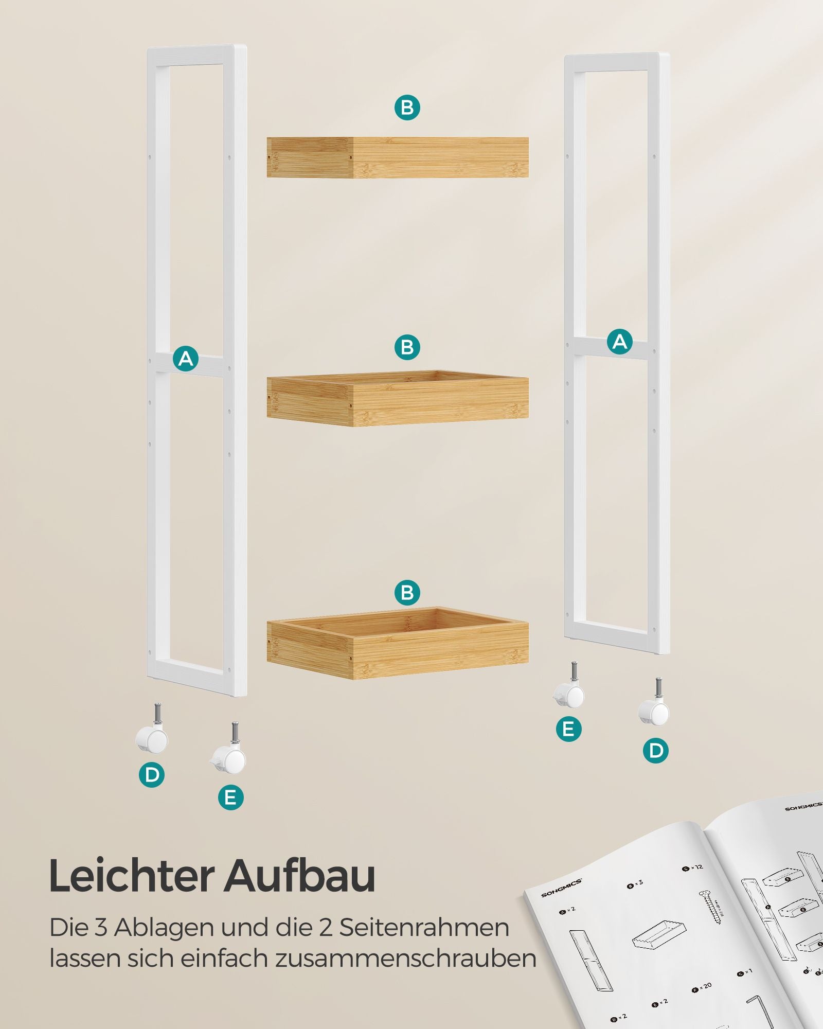 Badezimmerregal-3 Levels-Narben-Space-Space-Space-White-Nature-Farbe