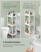 Badezimmerregal - mit 3 Levels - schmal - Raum - unterspürt - weiß