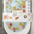 Badebad - Badestange - Ausziehbar - Bambus - (75-109) x 23 x 4,5 cm - Weiß