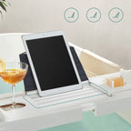 Badebad - Badestange - Ausziehbar - Bambus - (75-109) x 23 x 4,5 cm - Weiß