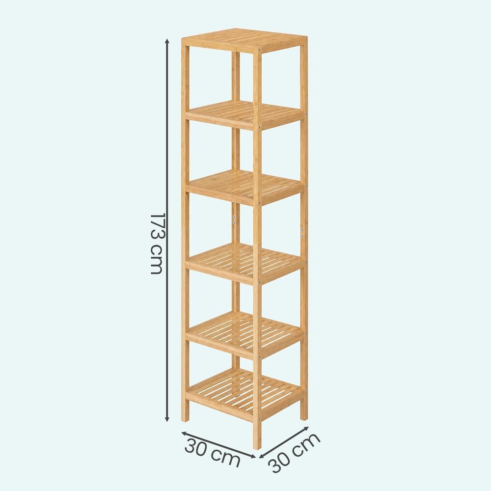 Badkamerrek - Bamboe - 6 Verstelbare Planken - 178 cm - Naturel