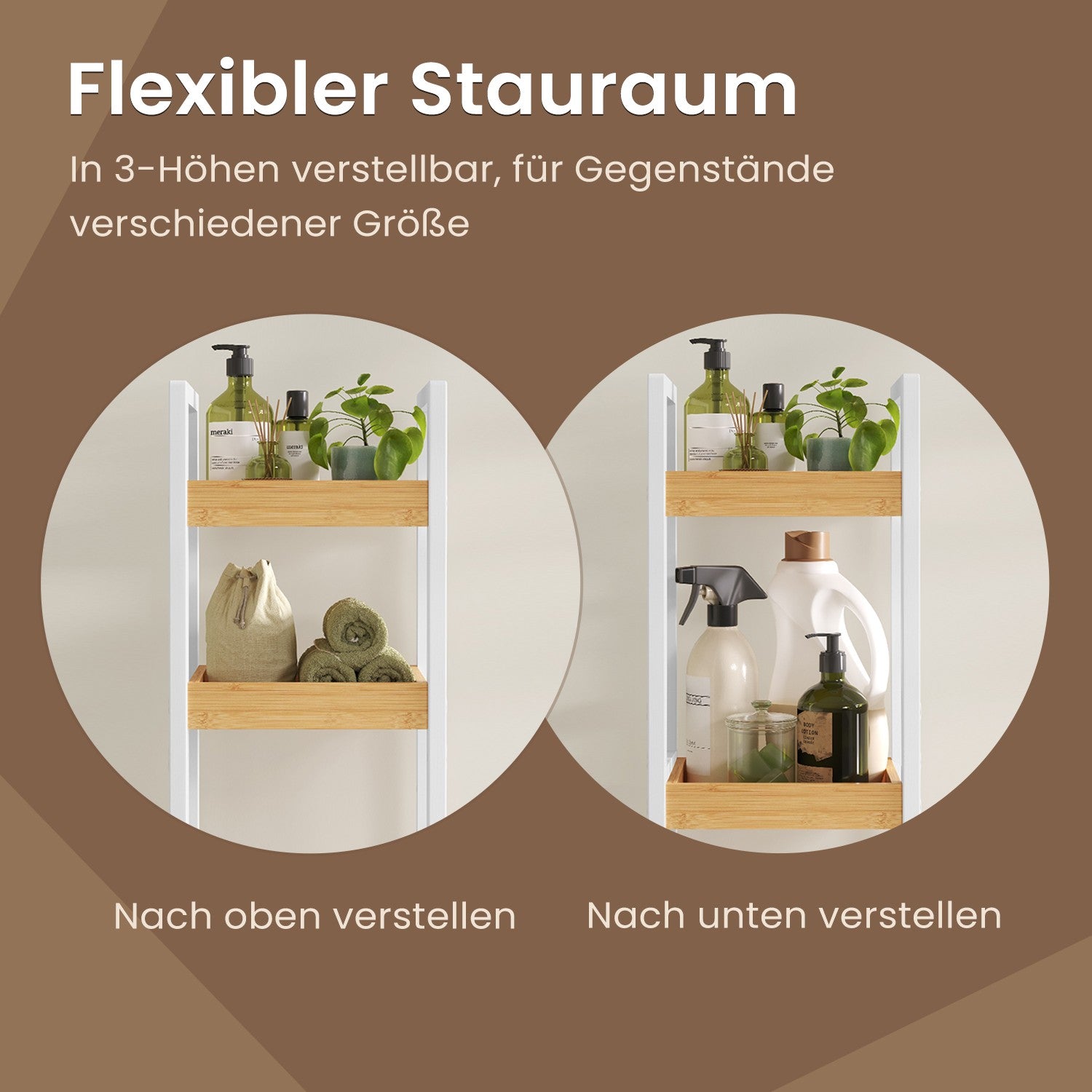 Wagen, Badezimmerregal, Nisplank -Bambus