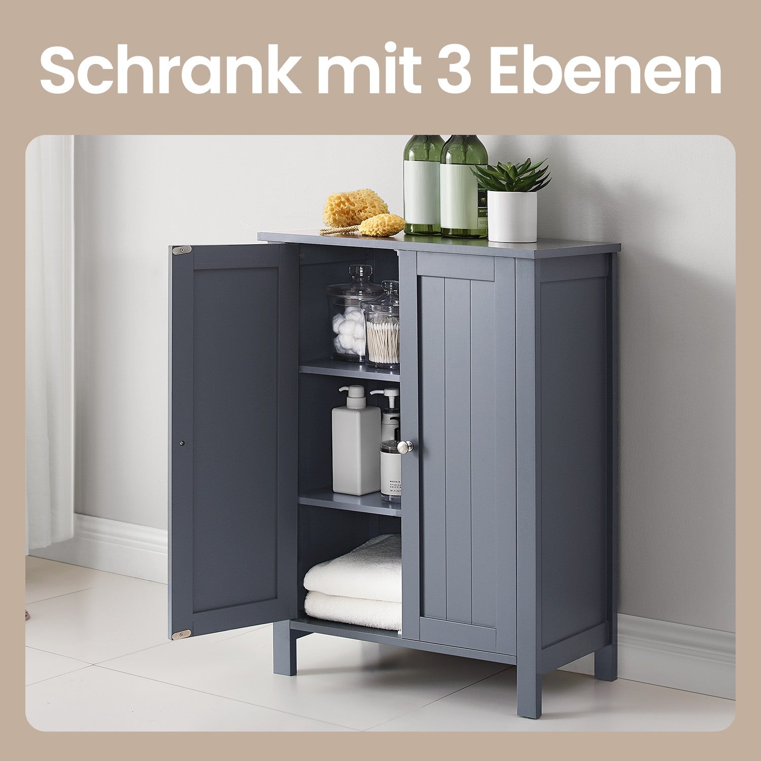 Badezimmermöbel, ein freistehender Badezimmerschrank, Lagerschrank
