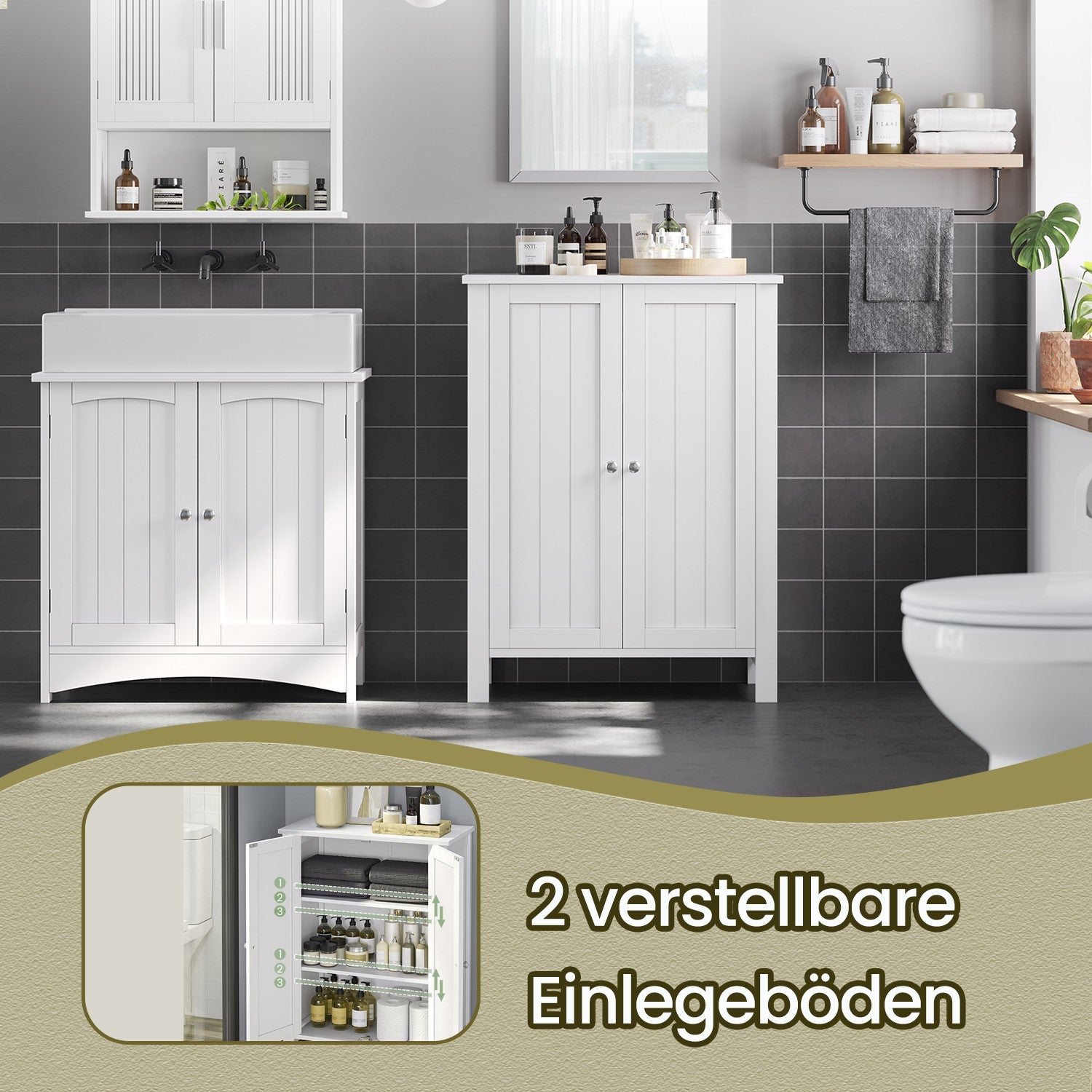 Badezimmermöbel, ein freistehender Badezimmerschrank, Lagerschrank