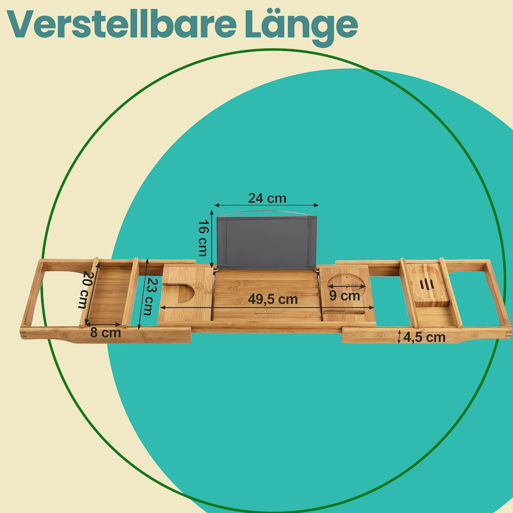 Bamplank von Bambus - länger, mit Tassenhalter und Buchhilfe