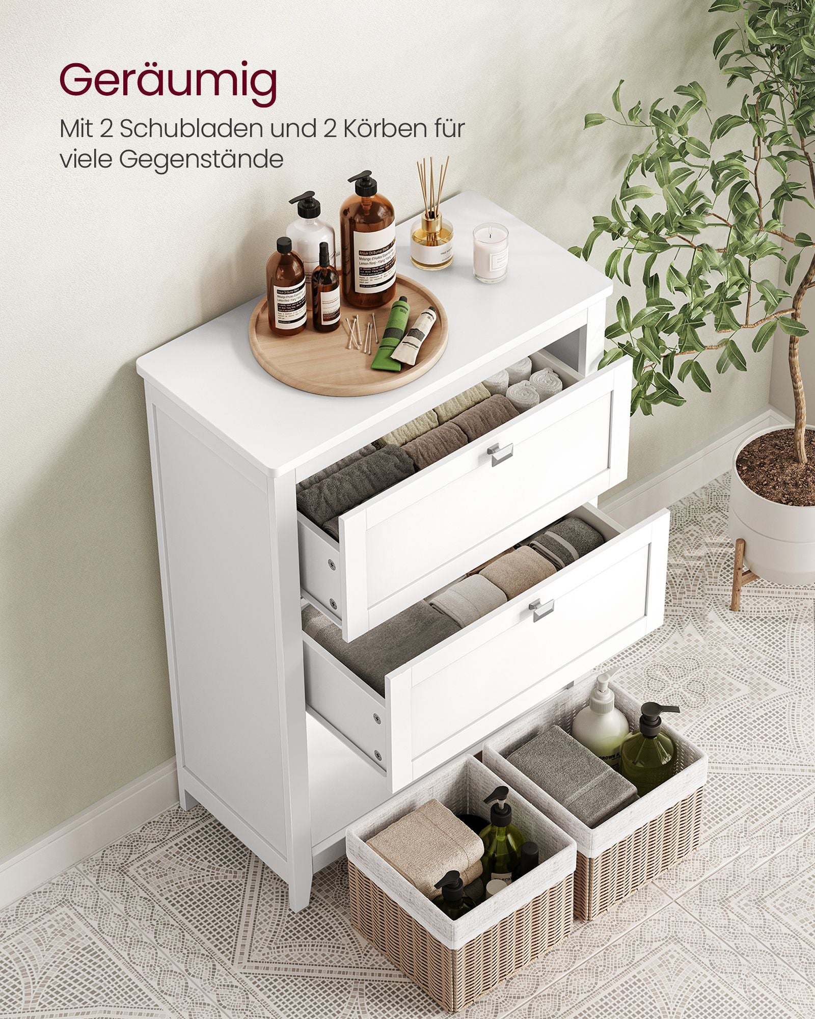 Badezimmermöbel - mit verstellbaren Händlern - Wolkwit