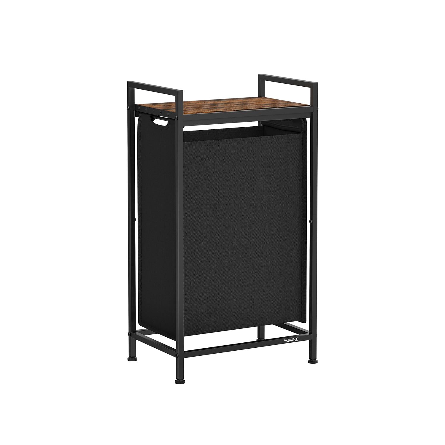 Wäschekorb - mit Planke - Tinte Schwarz und Vintage Braun
