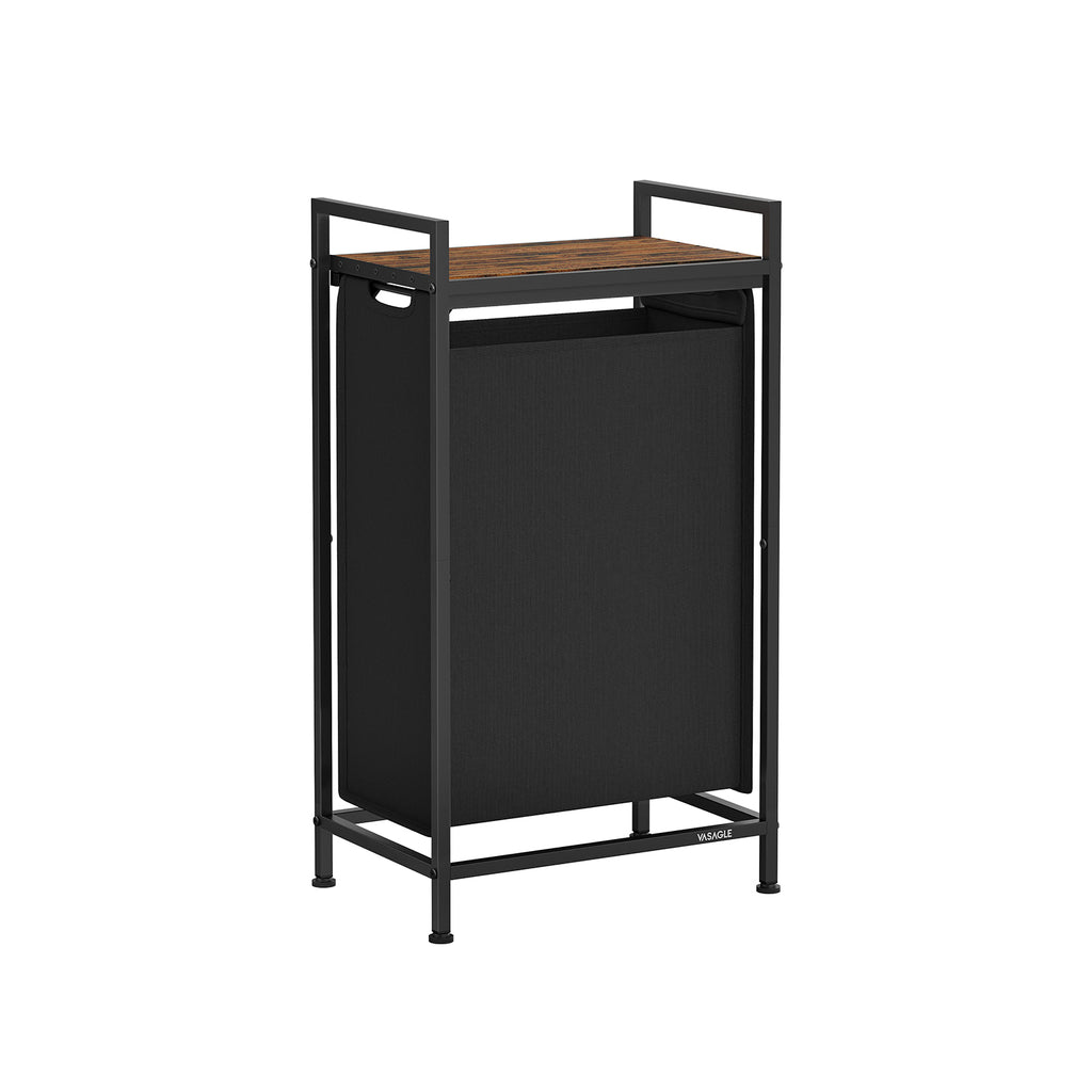 Wäschekorb - mit Planke - Tinte Schwarz und Vintage Braun