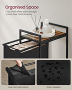 Wäschekorb - mit Planke - Tinte Schwarz und Vintage Braun