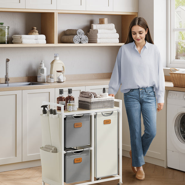 Wäschereikorb 3 Kurse Natures Beige Pigeon grau Creme Weiß weiß