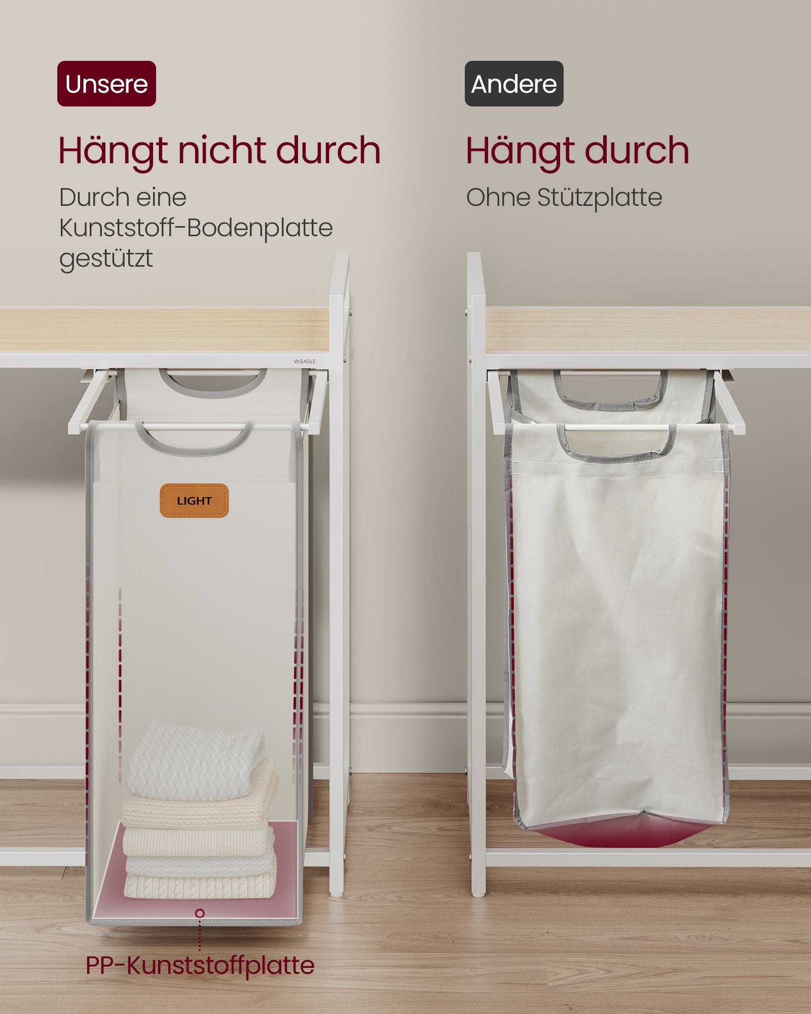 Wäschereikorb 3 Kurse Natures Beige Pigeon grau Creme Weiß weiß