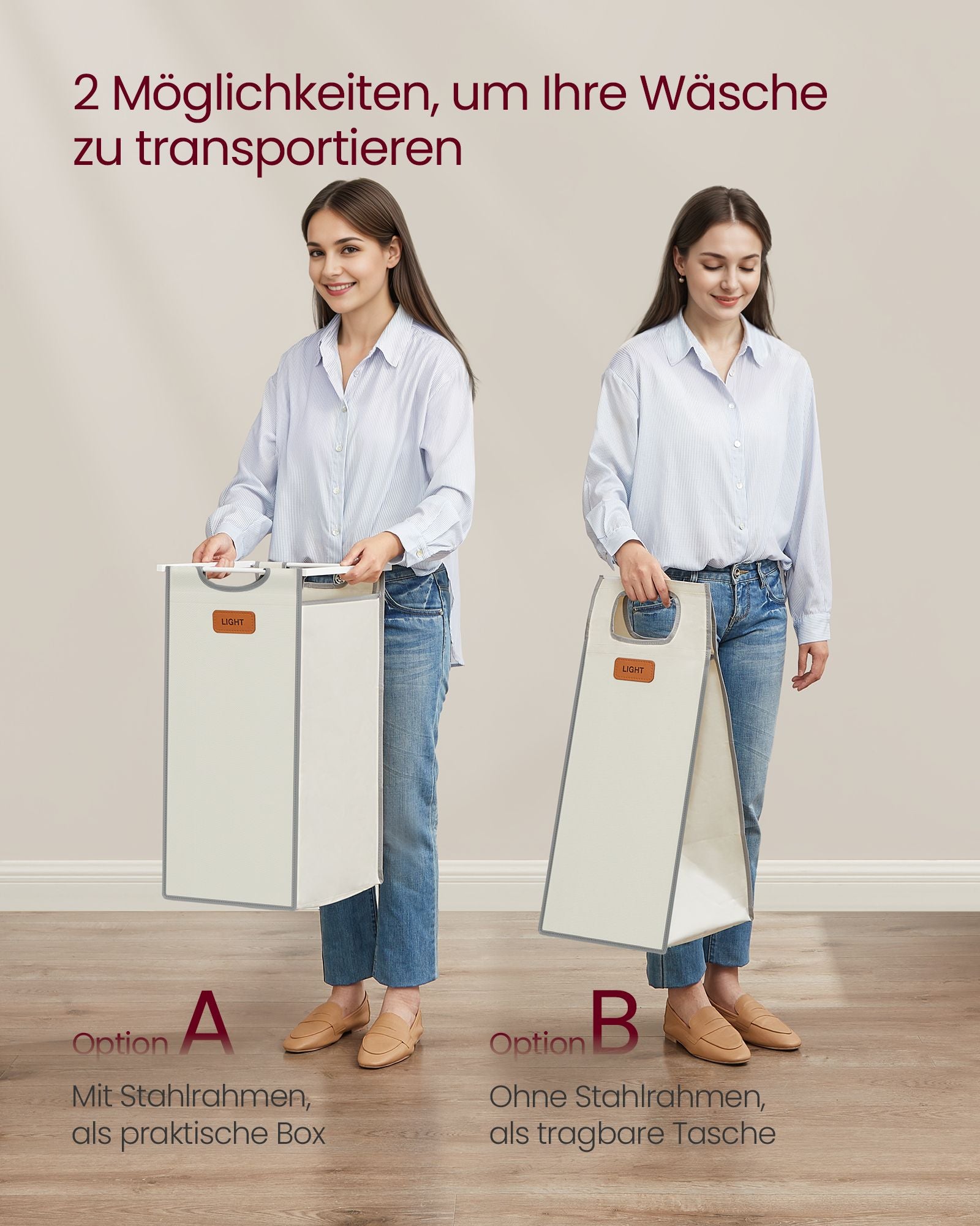 Wäschereikorb 3 Kurse Natures Beige Pigeon grau Creme Weiß weiß