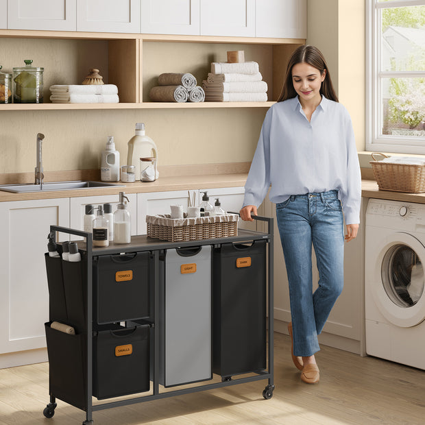 Wäschereikorb 4 Kurse Chestnut-Ink-Schwarz-Pigeon Grey