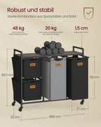 Wäschereikorb 4 Kurse Chestnut-Ink-Schwarz-Pigeon Grey