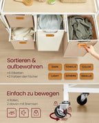 Wäschereikorb 4 Kurse Natural Beige-Camel Brown-Crème White