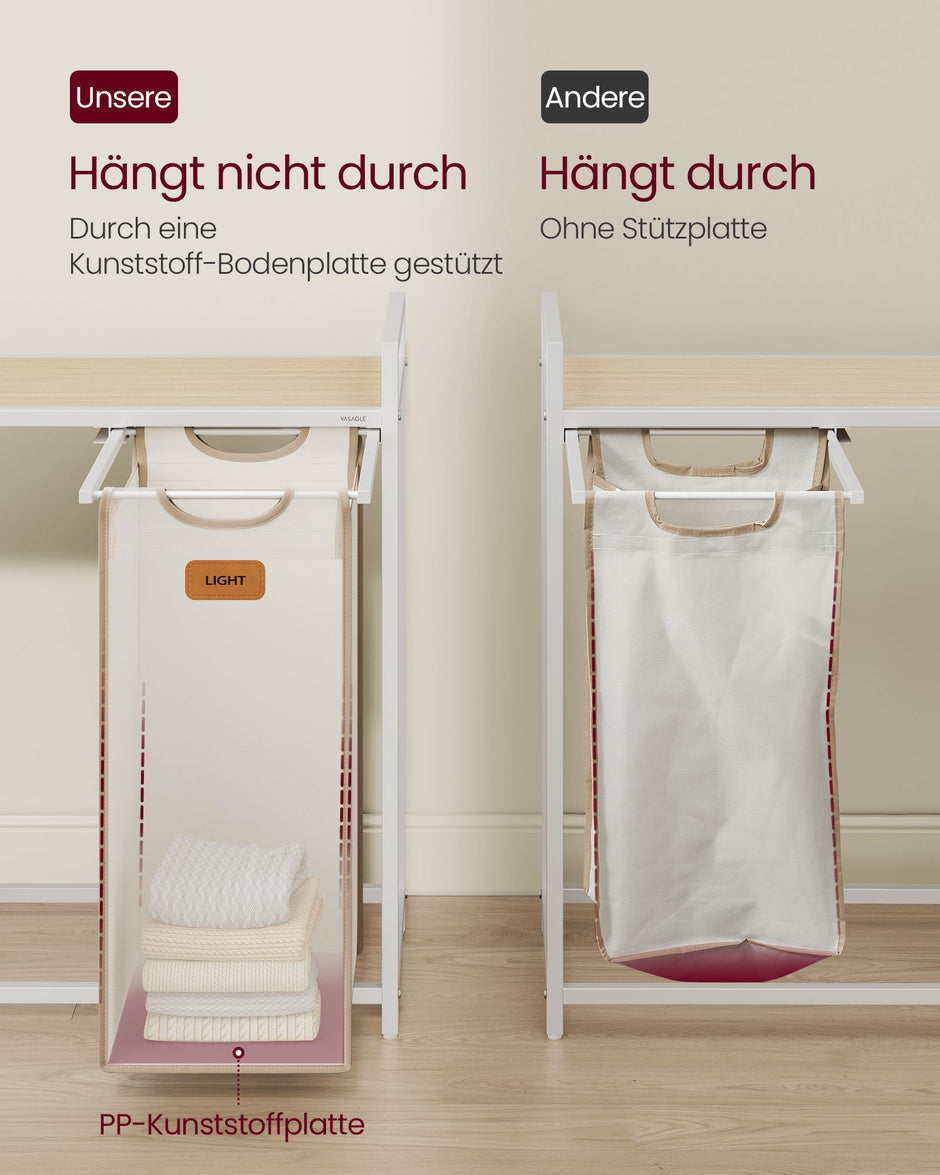 Wäschereikorb 4 Kurse Natural Beige-Camel Brown-Crème White