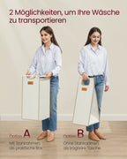 Wäschereikorb 4 Kurse Natural Beige-Camel Brown-Crème White