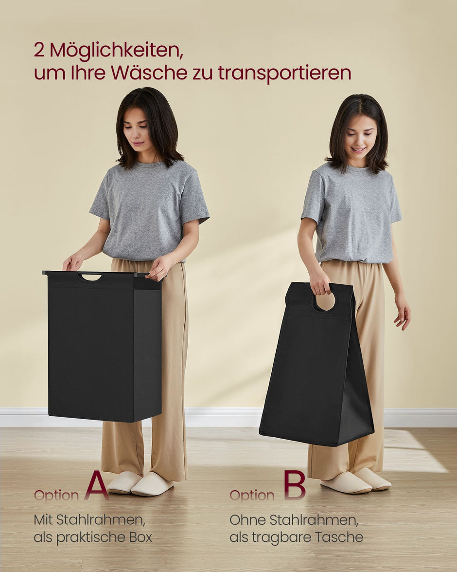 Wäschereikorb mit 2 Regalen 65 Liter Vintage braunschwarz