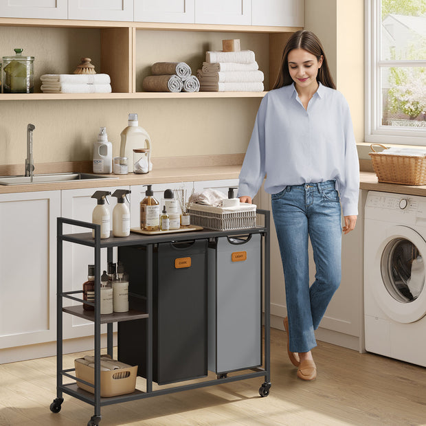 Wäschereikorb 2 Kurse Chestnut-Ink-Schwarz-Pigeon Grey