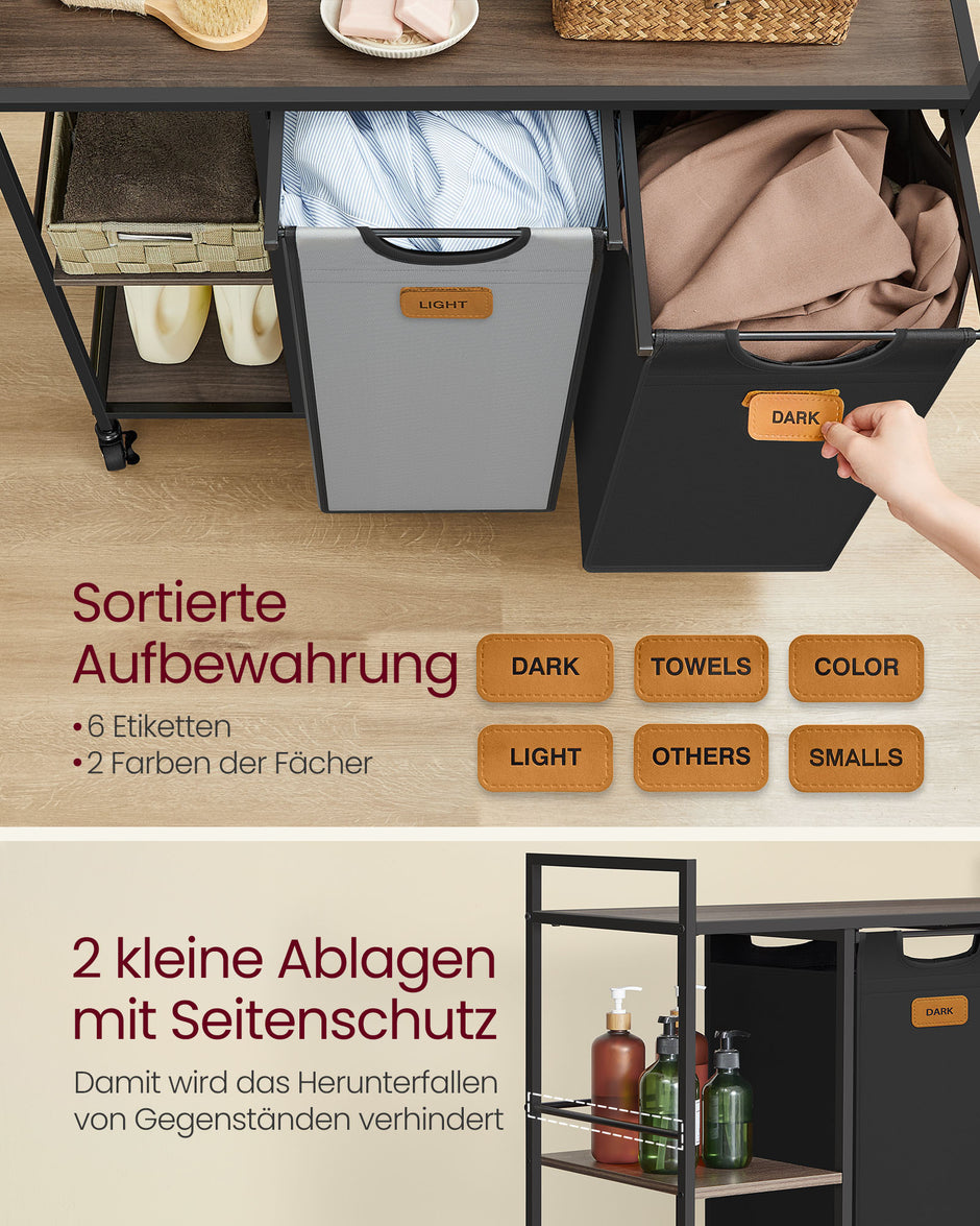 Wäschereikorb 2 Kurse Chestnut-Ink-Schwarz-Pigeon Grey