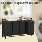 Wäschereikorb mit 4 Fächern - Fabis -Sammler mit Brett, große Waschmaschine