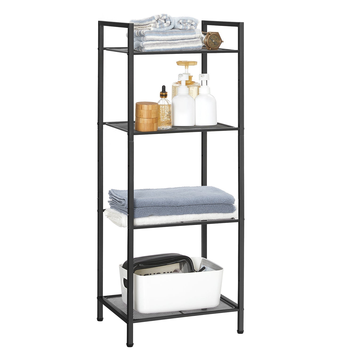 Badezimmerregal - Stehstange - Plant Rack - Badezimmerschrank - Schwarz